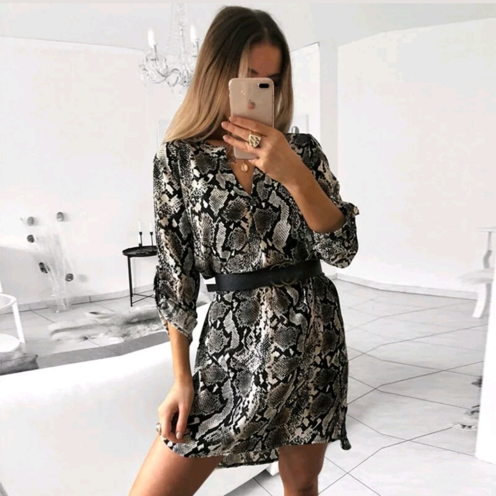 😻😻 S/L/XL SNAKE PRINT DRESS - Picture 1 of 5